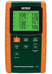 EXTECH TM500: 12-Channel Datalogging Thermometer - Click Image to Close