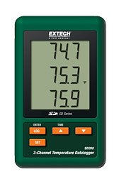 EXTECH SD200: 3-Channel Temperature Datalogger - Click Image to Close