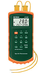 EXTECH 421502: Type J/K, Dual Input Thermometer with Alarm - Click Image to Close
